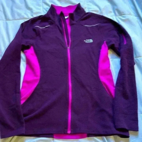 North Face two tone purple fleece zip up  jacket size medium - Picture 1 of 6